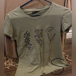 SHEIN Sage Green Floral Tee